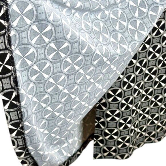 Jane Lamerton (Australia) True Wrap Dress w/Collar Geo Print - Black/Ivory - 12 - Picture 8 of 11